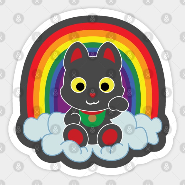 Rainbow Maneki Neko Light Outline Sticker by StineBrunson